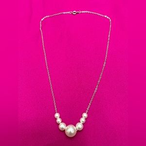 White Pearl Chain Necklace
